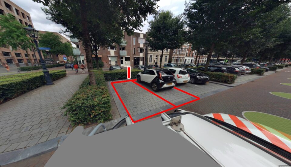 Voorgestelde locatie voor een openbare laadpaal in de Emmastraat in het Stationskwartier Breda tijdens de bewonersparticipatie.